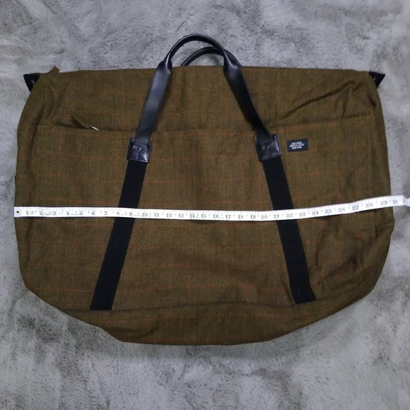 Jack Spade XL Tweed Tartan Olive Travel Overnight Bag - Picture 9 of 11